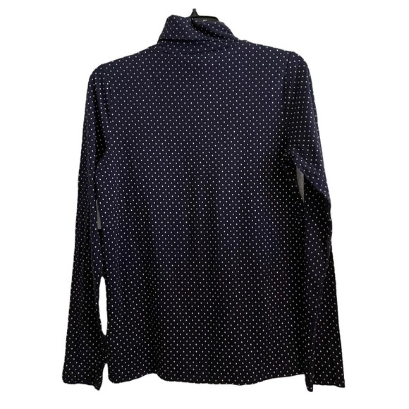NWT Gap Womens Medium Turtleneck T Shirt Jersey Knit Polka Dot Navy Blue Light - Picture 3 of 6